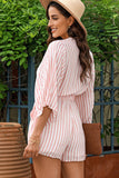MQTIME  -  Bow Striped Kimono Sleeve Romper