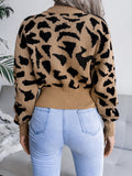 MQTIME  -  Leopard Round Neck Dropped Shoulder Sweater