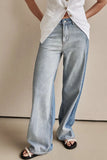 MQTIME  -  Contrast Straight Leg Jeans with Pockets