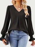 MQTIME  -  V-Neck Flounce Sleeve Top