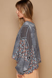 MQTIME  -  POL Floral Patchwork Round Neck Knit Top
