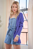 MQTIME  -   Fringe V-Neck Button Up Long Sleeve Cardigan
