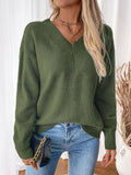 MQTIME  -  Perfee Twisted V-Neck Long Sleeve Sweatshirt