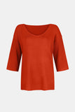 MQTIME  -  V-Neck Three-Quarter Sleeve Knit Top