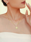 MQTIME  -   Inlaid Zircon Lucky Clover Necklace