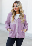 MQTIME  -  Snap Down Long Sleeve Sherpa Jacket