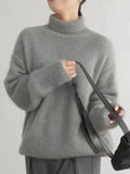 MQTIME  -  Turtleneck Dropped Shoulder Long Sleeve Sweater