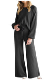 MQTIME  -  Round Neck Long Sleeve Top and Pants Set