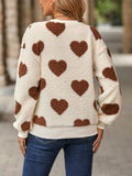 MQTIME  -  Fuzzy Heart Dropped Shoulder Sweatshirt