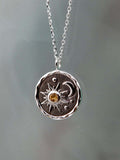 MQTIME  -   Alloy Inlaid Zircon Sun & Moon Necklace