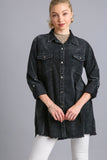 MQTIME  -  Umgee Raw Hem Button Down Denim Jacket with Chest Pockets