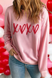 MQTIME  -  Valentine’s Day XOXO Round Neck Drop Shoulder Sweatshirt