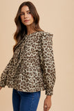 MQTIME  -  Annie Wear Tied Leopard Round Neck Peplum Blouse
