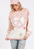 MQTIME  -  SAGE + FIG Peace & Star Patch Contrast Round Neck Sweatshirt