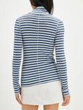 MQTIME  -  Exposed Seam Striped Turtleneck Long Sleeve T-Shirt