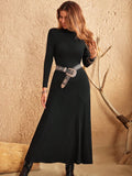 MQTIME  -  Turtleneck Long Sleeve Maxi Dress