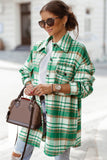 MQTIME  -  Plaid Flap Pocket Long Sleeve Shacket