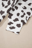 MQTIME  -  Leopard Boat Neck Long Sleeve Knit Top