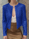 MQTIME  -  Full Size Sequin Open Front Cropped Jacket