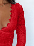 MQTIME  -  Devine V-Neck Long Sleeve Lace Top