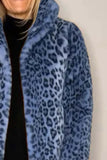 MQTIME  -  Full Size Leopard Furry Collared Neck Long Sleeve Coat