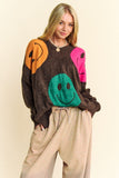 MQTIME  -    Contrast Smile Round Neck Oversize Sweater