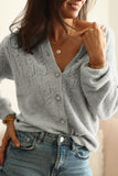 MQTIME  -  Openwork Button Down Long Sleeve Cardigan