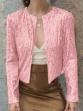MQTIME  -  Full Size Sequin Open Front Cropped Jacket