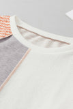MQTIME  -  Exposed Seam Color Block Round Neck Top
