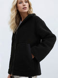 MQTIME  -   Turtleneck Zip Up Long Sleeve Plush Jacket