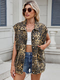 MQTIME  -  Leopard Buttton Up Denim Vest