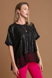 MQTIME  -   Sequin Half Sleeve Layered Blouse