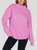 MQTIME  -  Mock Neck Drop Shoulder Long Sleeve Sweatshirt