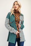 MQTIME  -  Celeste Full Size Striped Button Up Dropped Shoulder Shacket