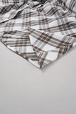 MQTIME  -  Full Size Plaid Collared Neck Balloon Sleeve Mini Shirt Dress