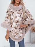 MQTIME  -   Furry Contrast Three-Quarter Poncho