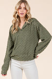 MQTIME  -  Fuzzy Checkered Collared Neck Sweatshirt with Side Pockets