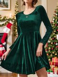 MQTIME  -  Round Neck Long Sleeve Knee Length Dress
