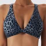 Mqtime - Blue Casual Print Leopard Patchwork Sports