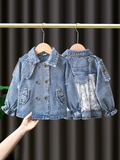 Mqtime Spring/Autumn Girls' Denim Jacket Coat New Korean Children's Clothing Clothes Infant Girls Baby Tops