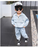 Mqtime Fashion Baby Boy Denim Clothes Set Coat+Pant 2PCS Bebe Kids Cartoon Jean Jacket Clothing Suit Long Sleeve Spring Autumn 1-10Y