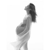 Mqtime Pregnancy Women Photography Props Perspective Maternity Dresses Sexy Transparent Chiffon Pagoda Sleeve Studio Shooting Clothes