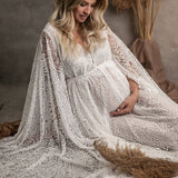 Mqtime Flower Lace Maternity Photography Props Floral Long Dresses Pregnancy For Photo Shoot Floor Length Beach Wedding Maxi Gown