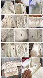 Girls Sweet Flower Embroidery Long Sleeve White O Neck Soft Knitted Sweater Kids Coat Cardigan Jumper Top Children Clothes