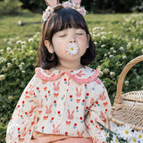New Korean Spring Autumn Children Sweet Floral Long Sleeve Tops Kids Baby Girls turn-down collar Blouse Long Sleeves Shirt 2 3 4