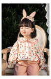 New Korean Spring Autumn Children Sweet Floral Long Sleeve Tops Kids Baby Girls turn-down collar Blouse Long Sleeves Shirt 2 3 4