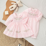 Mqtime Spring and Autumn Kids Clothing Baby Girl Dress Infant Flowers Embroidery Long-sleeve Sweet Princess Dress Baby Girl Clothes