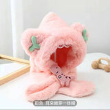 New Winter Childen Novelty Beanies Caps Girls Boys Warm Cute Dinosaur Antlers Hat Casual Plush Hat Scarf Sets Casual Kids Caps