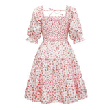 Mqtime  Mother Daughter Dress Floral Printed Family Matching Dresses Square Collar Dresses Summer Mommy and Me Clothes