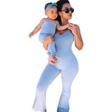 Mqtime Mother And Daughter Clothes Summer Blue Casual Matching Jumpsuit Mommy And Me Jumpsuit Family Matching Outfits